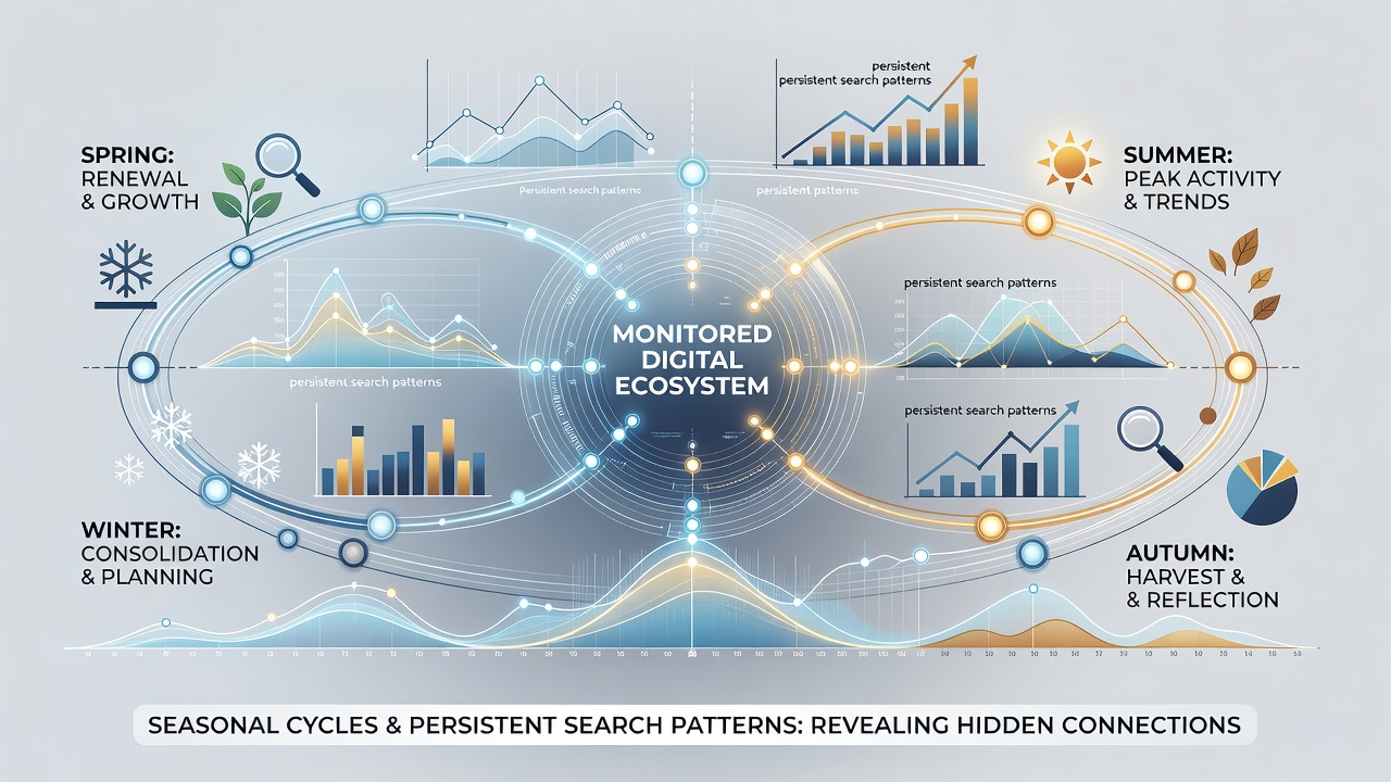 Graph depicting correlations between seasonal uploads and long-term search query persistence in digital library datasets
